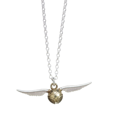 Sterling Silver Harry Potter Golden Snitch Necklace Angled
