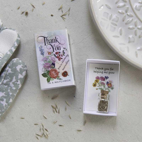 Thank You Wildflower Seeds in a Matchbox - Postboxed