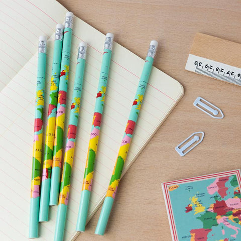 World Map Pencils - Postboxed