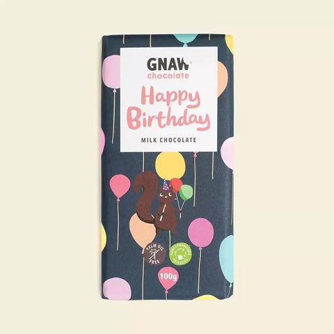 GNAW Happy Birthday Milk Chocolate Bar Front
