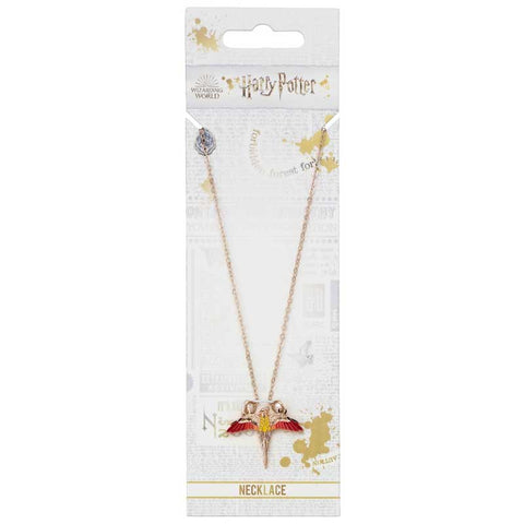 Harry Potter Rose Gold Plated Fawkes Necklace Packaged
