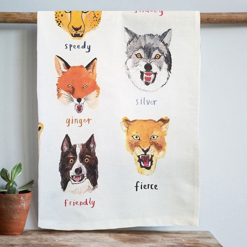Sarah Edmonds Growlers Animal Cotton Tea Towel