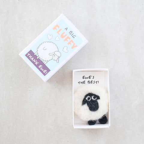 A Big Fluffy Thank Ewe Wool Felt Sheep - Postboxed