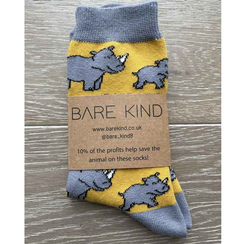 Bare Kind Save the Rhinos Women's Socks Packaged