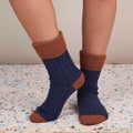 Catherine Tough Men's Cashmere Socks Navy Feet
