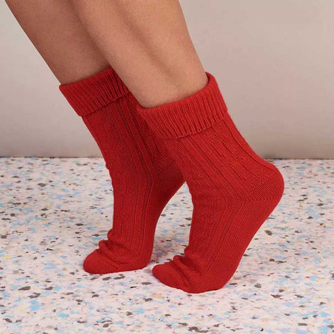 Catherine Tough Women's Cashmere Socks Red Lifestyle