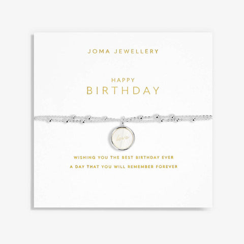 Joma Jewellery Happy Birthday Silver Bracelet Postboxed