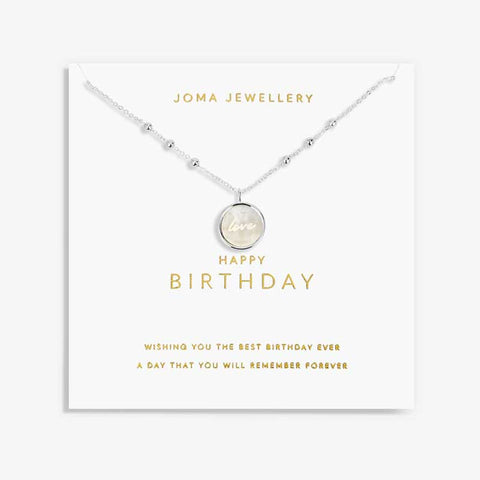 Joma Jewellery Happy Birthday Silver Necklace Postbxoed