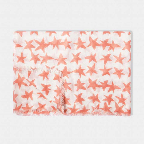 Katie Loxton Star Scarf (White and Coral) Postboxed