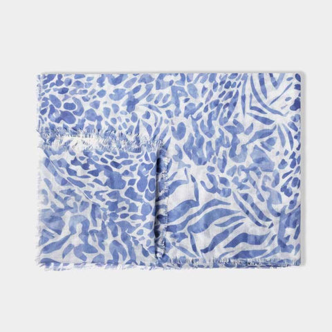 Animal Printed Scarf (White and Blue) - Postboxed