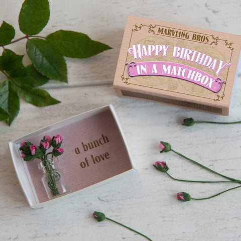 Happy Birthday Bouquet in a Matchbox - Postboxed