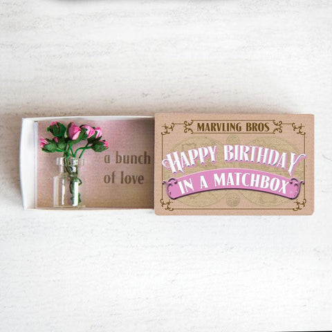 Happy Birthday Bouquet in a Matchbox - Postboxed