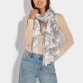 Palm Leaf Scarf (Grey and White) - Postboxed