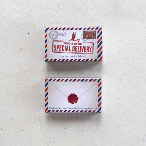 Special Delivery Baby Girl in a Matchbox - Postboxed